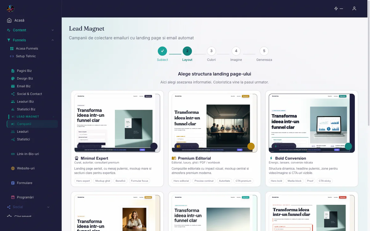 Galeria de structuri de landing page